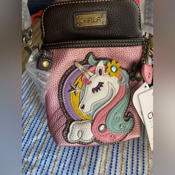 NEW CHALA  UNICORN PINK CELL PHONE CROSSBODY PURSE ADJUSTABLE STRAP - Picture 9 of 13